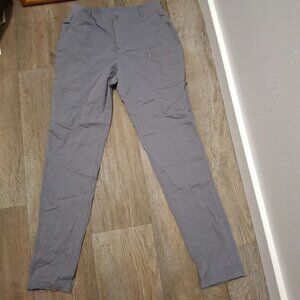 Jaanuu Womens Gray Stretchy Cargo Scrub Pants ST Size Zipper Button Closure